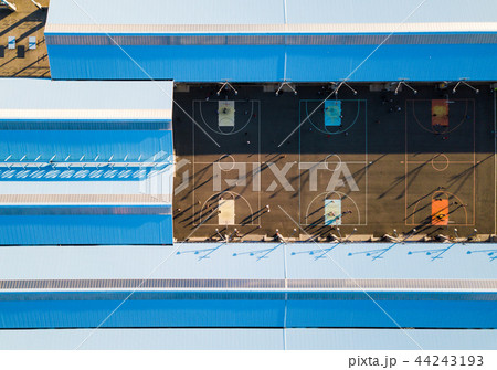 Aerial view of a basketball court Aerial view of a basketball court 44243193