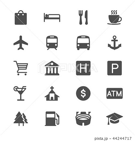 Map and location glyph icons 44244717