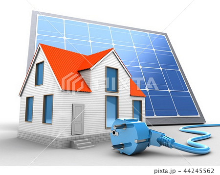 3d illustration of house with power cable 44245562