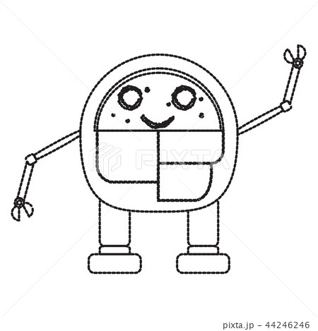 Dotted line cute robot toy icon 44246246