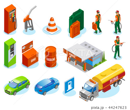 Isometric Gas Station Icons 44247623