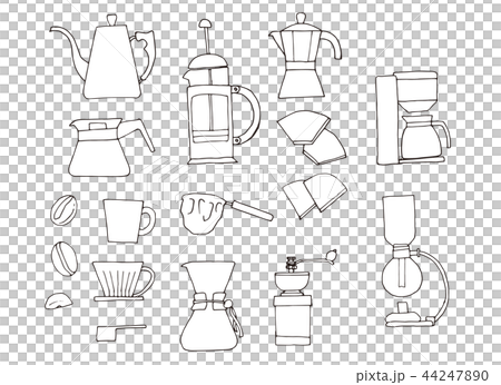 Illustration of coffee utensils - Stock Illustration [44247917