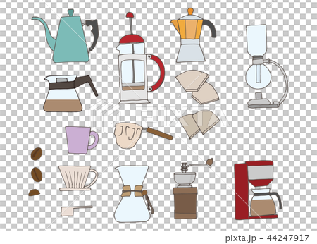 Illustration of coffee utensils - Stock Illustration [44247917