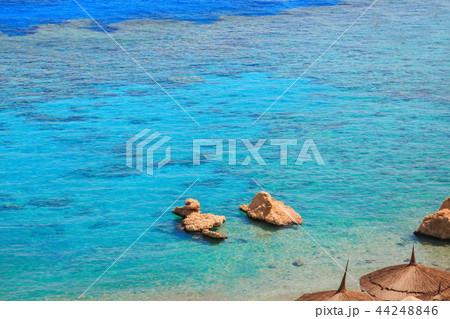 beach with coral reef and turquoise sea 44248846
