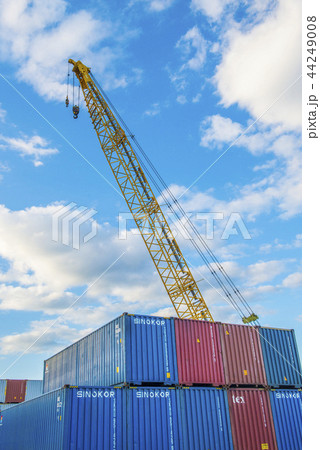 コンテナと大型クレーン 44249008