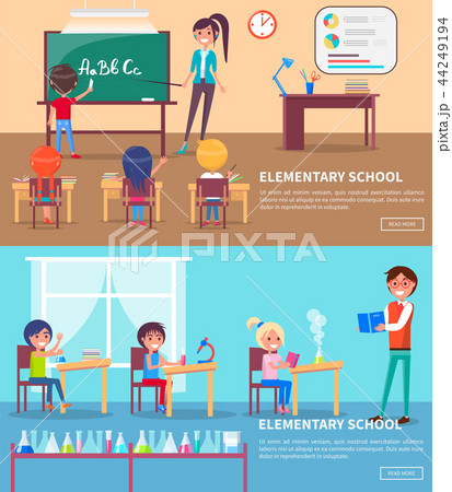 Set of Elementary School Vector Illustrations 44249194