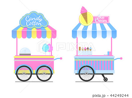 Candy Cotton And Ice Cream Wagons Vector Patternのイラスト素材