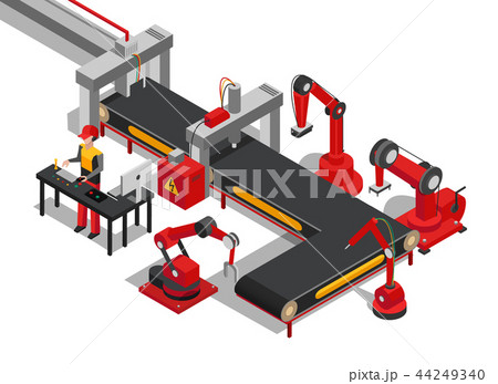 Control on Manufacture Line Vector Illustration 44249340