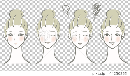 ベクターイラスト素材　女性　表情　顔　セット 44250265