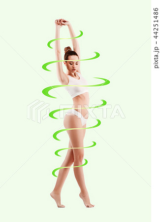 Female body with a cycle arrows. Fat lose, healthy eating and nutrition concept. 44251486