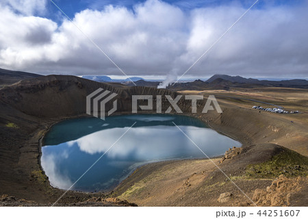 Volcano lake with sky reflection Volcano lake with sky reflection 44251607
