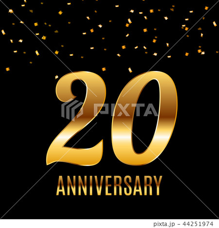 Celebrating 20 Anniversary emblem template design with gold numbers poster background. Vector 44251974