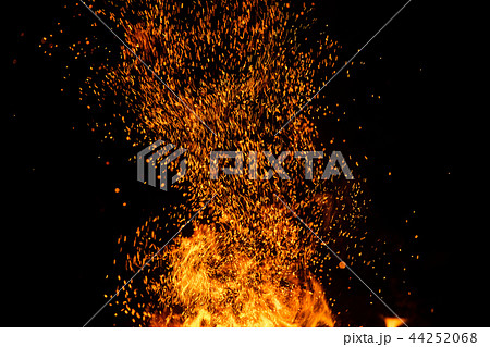 Fire sparks with flames on black background 44252068