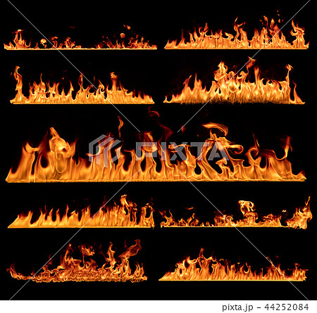 Set of flames textures on black background Set of flames textures on black background 44252084