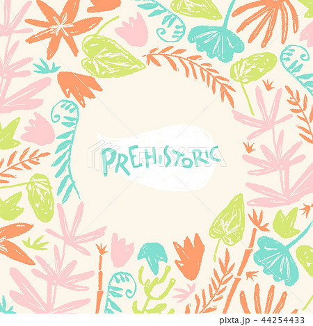 Vector background withf hand drawn textured prehistoric plants. Vector background withf hand drawn textured prehistoric plants. 44254433