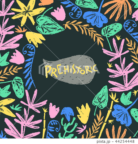 Vector background withf hand drawn textured prehistoric plants. Vector background withf hand drawn textured prehistoric plants. 44254448