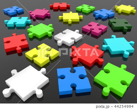 Puzzle in various colors on black background Puzzle in various colors on black background 44254994