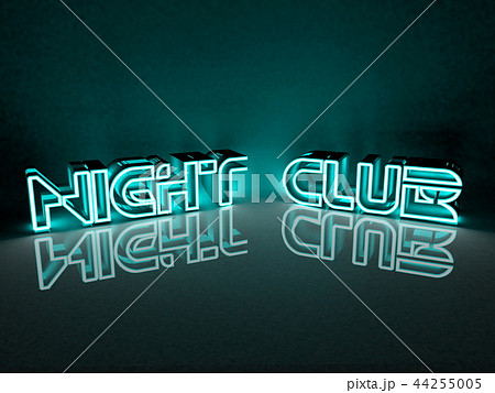 Neon light inscription night club in blue color Neon light inscription night club in blue color 44255005