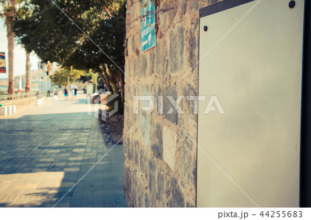 Blank sign on ancient brick wall 44255683