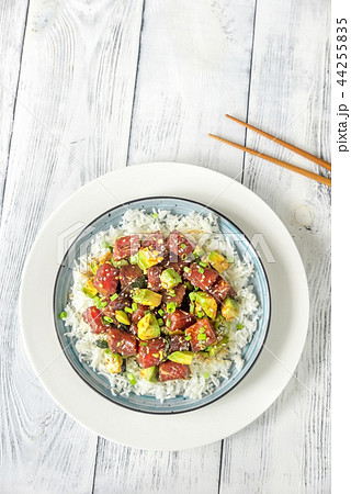 Portion of poke - traditional Hawaiian dish 44255835