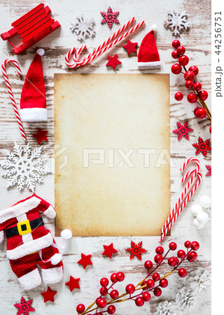 Christmas Flat Lay, Snow, Paper, Copy Space 44256751