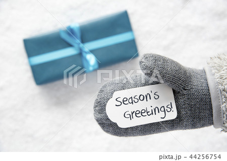 Turquoise Gift, Glove, Text Seasons Greetings 44256754