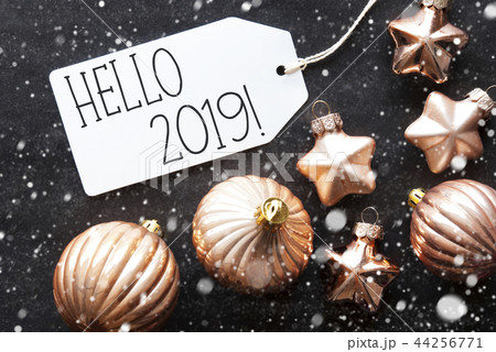 Bronze Christmas Balls, Snowflakes, Hello 2019 Bronze Christmas Balls, Snowflakes, Hello 2019 44256771