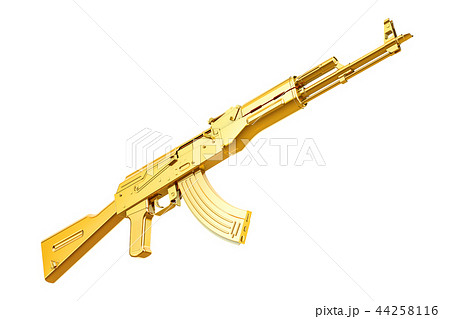 Golden Assault Rifle 3d Renderingのイラスト素材