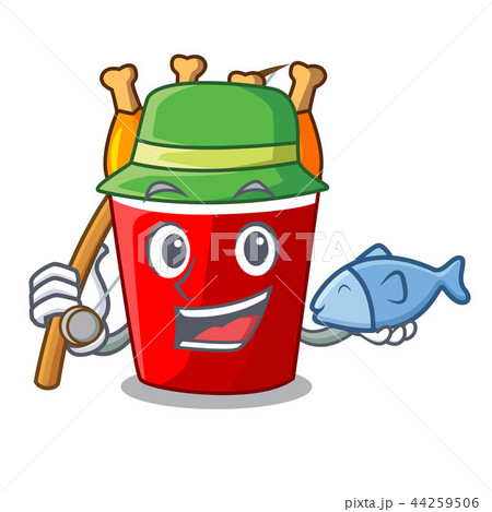 Fishing fried chicken in big cartoon bucket box 44259506