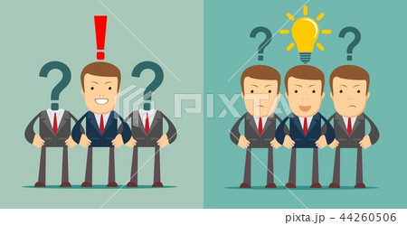 Leadership concept. Businesspeople with question marks 44260506