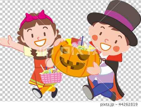 お菓子をもらう子供のイラスト素材