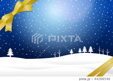 雪景色とリボン クリスマス背景 イラスト素材のイラスト素材