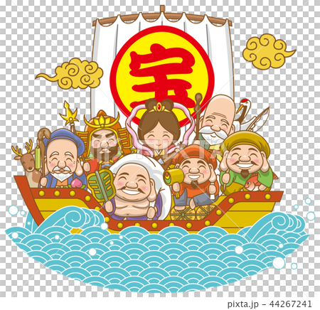 Image illustration of the Seven Lucky Gods and Treasure Ship 44267241