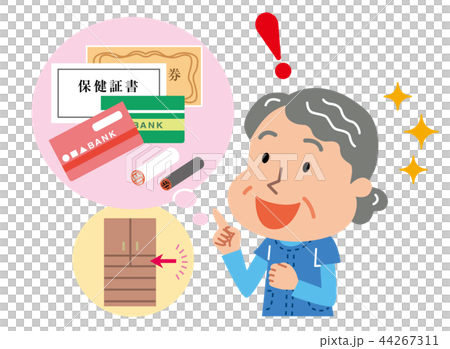 高齢者　通帳　証書　券　イラスト 44267311