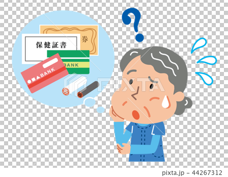 高齢者　通帳　証書　券　イラスト 44267312