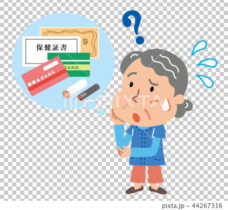 高齢者　通帳　証書　券　イラスト 44267316
