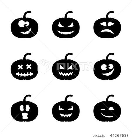 Vector set of black halloween pumpkin silhouettes. 44267653