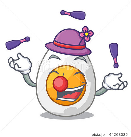 Juggling freshly boiled egg isolated on mascot cartoon 44268026