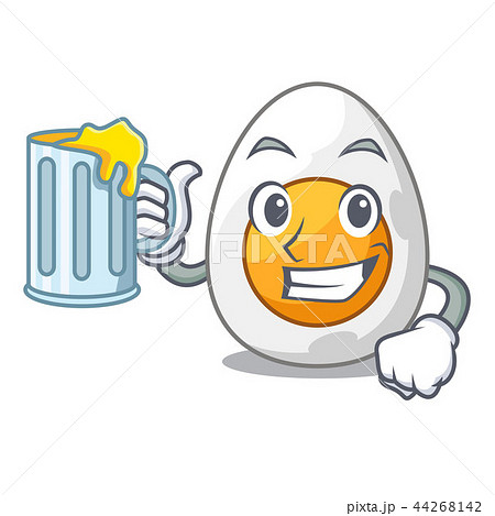 With juice peeled boiled egg on mascot cartoon 44268142
