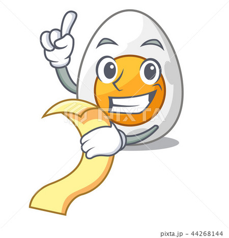 With menu peeled boiled egg on mascot cartoon 44268144