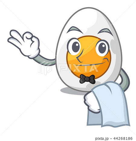 Waiter peeled boiled egg on mascot cartoon 44268186