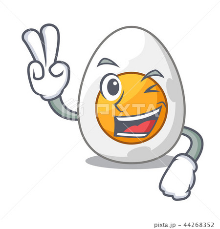 Two finger character hard boiled egg ready to eat 44268352