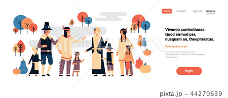 native american indian people thanksgiving day celebrating concept men women children group 44270639