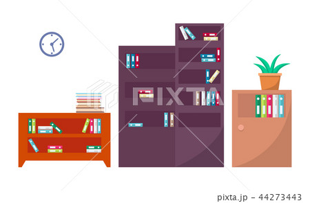 Bookcases Office Interior Set Vector Illustration Bookcases Office Interior Set Vector Illustration 44273443