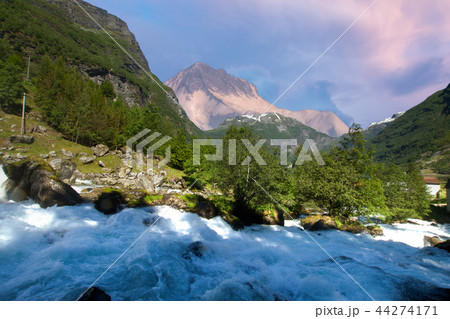 Waterfall over the Geiranger fjord 44274171