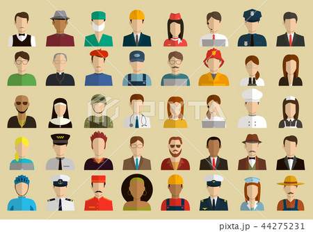 People of different occupations. Professions icons set. Flat design. Vector 44275231
