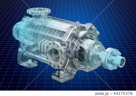 Visualization 3d cad model of centrifugal pump 44275376