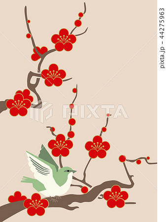梅と鶯 日本の春のイメージ 和柄のデザイン素材 のイラスト素材