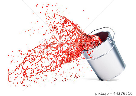 Red Paint Splashing Out Of Can 3d Renderingのイラスト素材