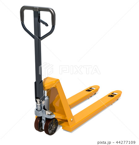 Pallet truck closeup. 3D rendering 44277109